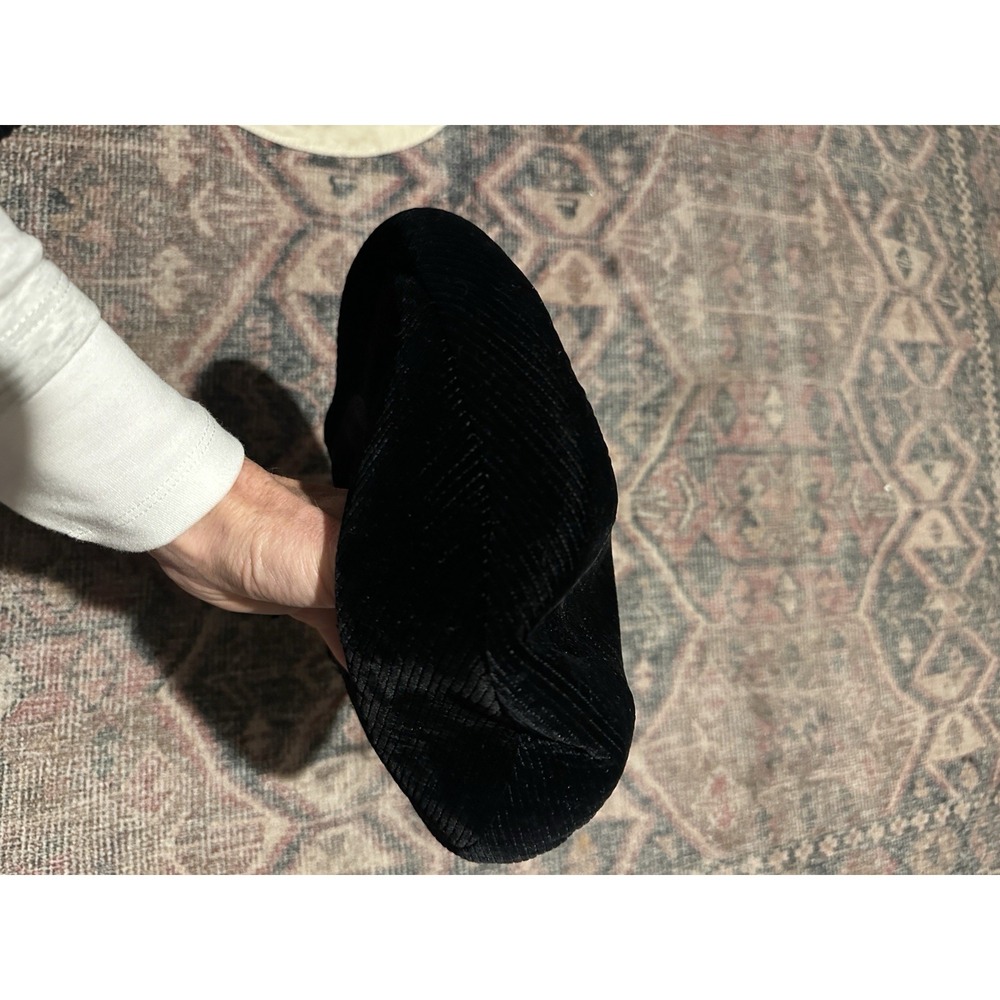 Vintage Yves Saint Laurent Ribbed Black Velvet Beret Hat